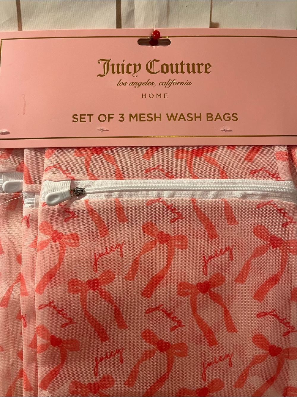 Juicy Couture Pink & Coral Mesh Wash Bag Trio - Picture 2 of 4
